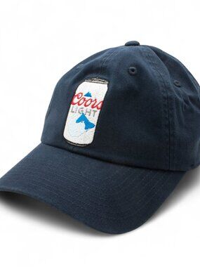 Coors Light, Embroidered Large Can, Dad Hat, Adjustable Buckle Strap, Navy